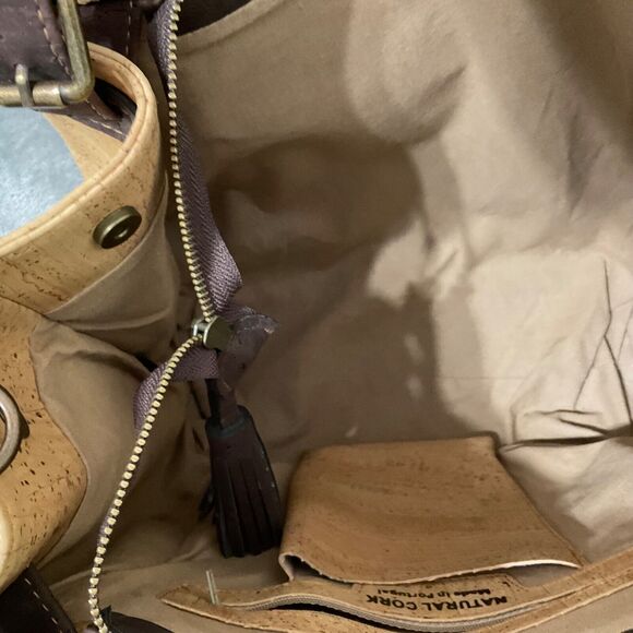 Eve Natural Cork Tote Bag Portugues Bora HandBag Waterproof 13”x15” - Picture 11 of 16